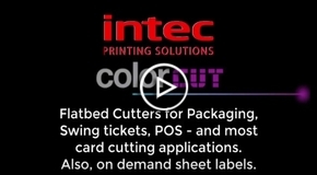 Vdeo Intec Colorcut Flatbed (Mesa plana de corte para packaging) para troquelar (corte completo para packaging) Hendir (plegado para packaging) y Cortar (semicorte para etiquetas adhesivas)
