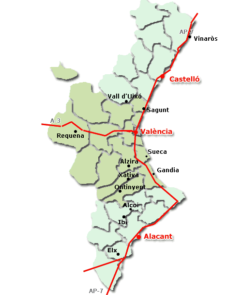 Mapa de la Comunidad Valenciana
